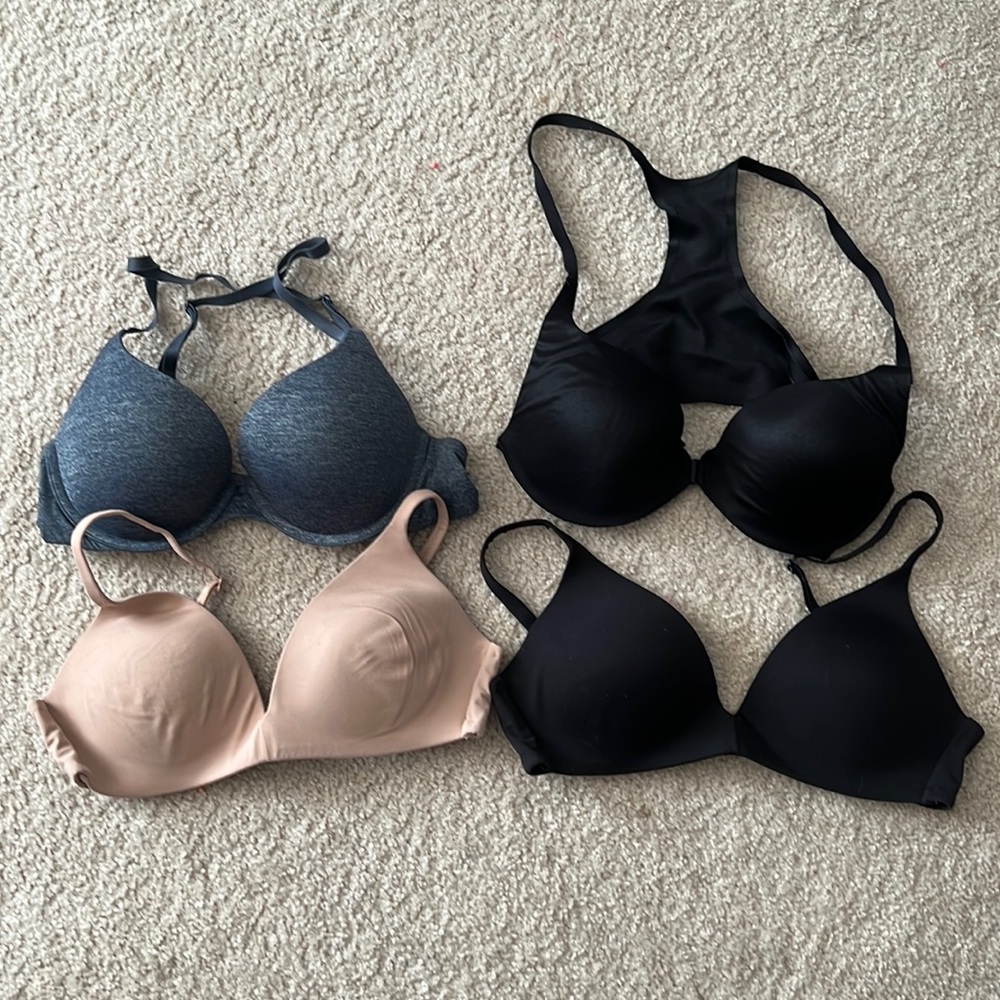 Victoria's Secret Mixed Bras in Black, Navy Heather, and Nude